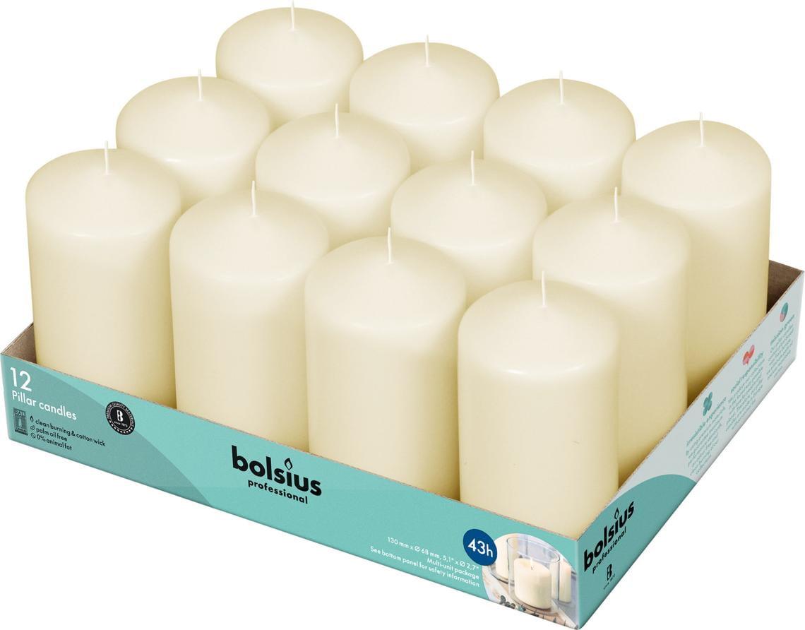 Bolsius Ivory Pillar Candles 2.75x5" Long Unscented 12 Pack for Wedding, Home, Party Decor, Dinner | 43 Hours Long Burning Smokeless and Dripless Candles