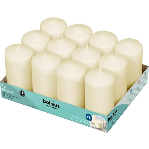 Bolsius Ivory Pillar Candles 2.75x5" Long Unscented 12 Pack for Wedding, Home, Party Decor, Dinner | 43 Hours Long Burning Smokeless and Dripless Candles