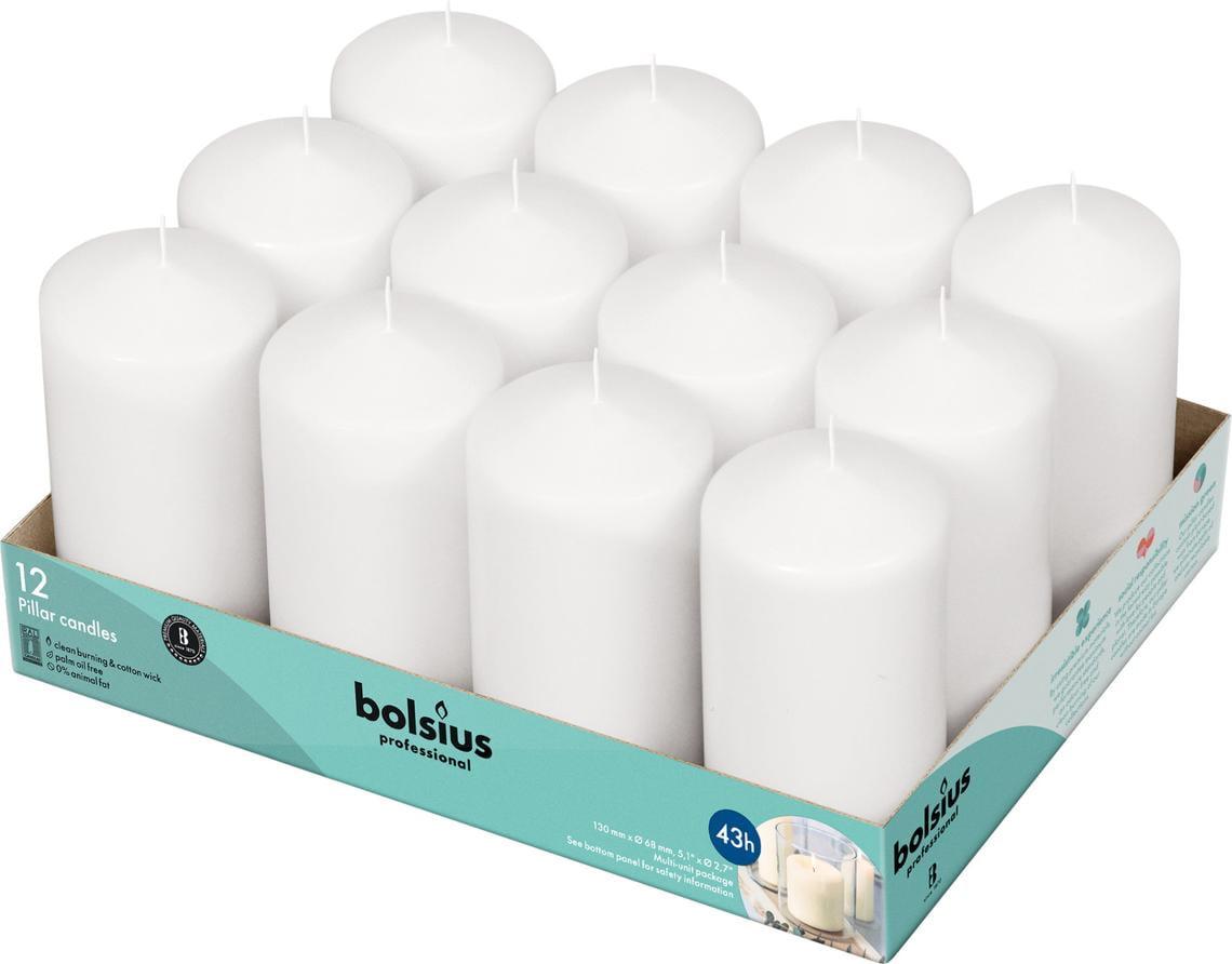 Bolsius White Pillar Candles 2.25x4.75" Unscented 12 Pack for Wedding, Home, Party Decor, Dinner | 33 Hours Long Burning Smokeless and Dripless Candles