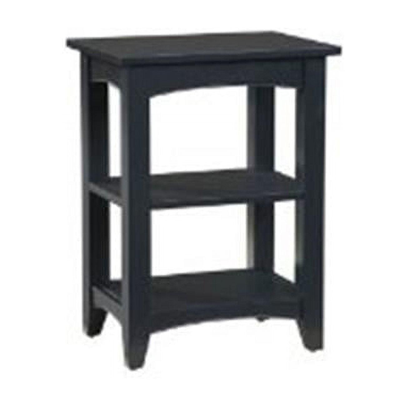 Cottage Charm Black Wood Dual-Shelf End Table