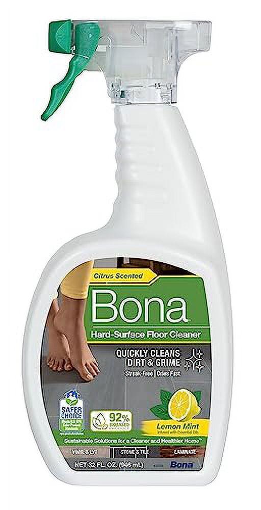 Bona Lemon Mint Cleaning Products Multi-Surface Cleaner Spray + Mop All Purpose Floor Cleaner - 32oz