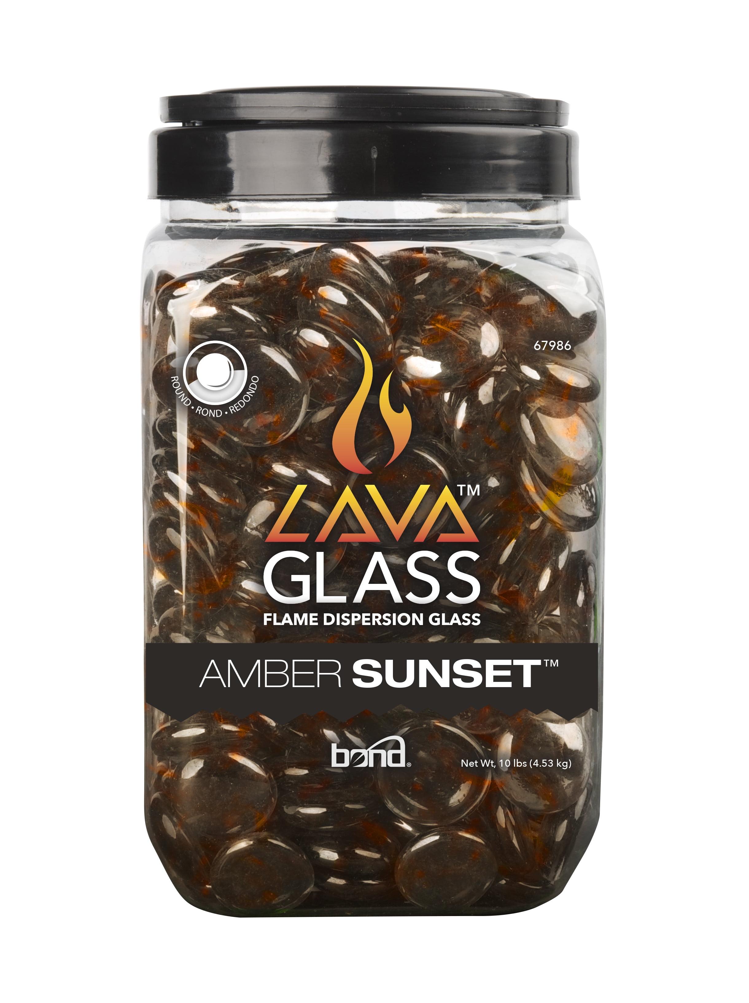 Luxurious Amber Sunset Lava Glass for Indoor and Outdoor Fire Pits, 10 Lb Jar