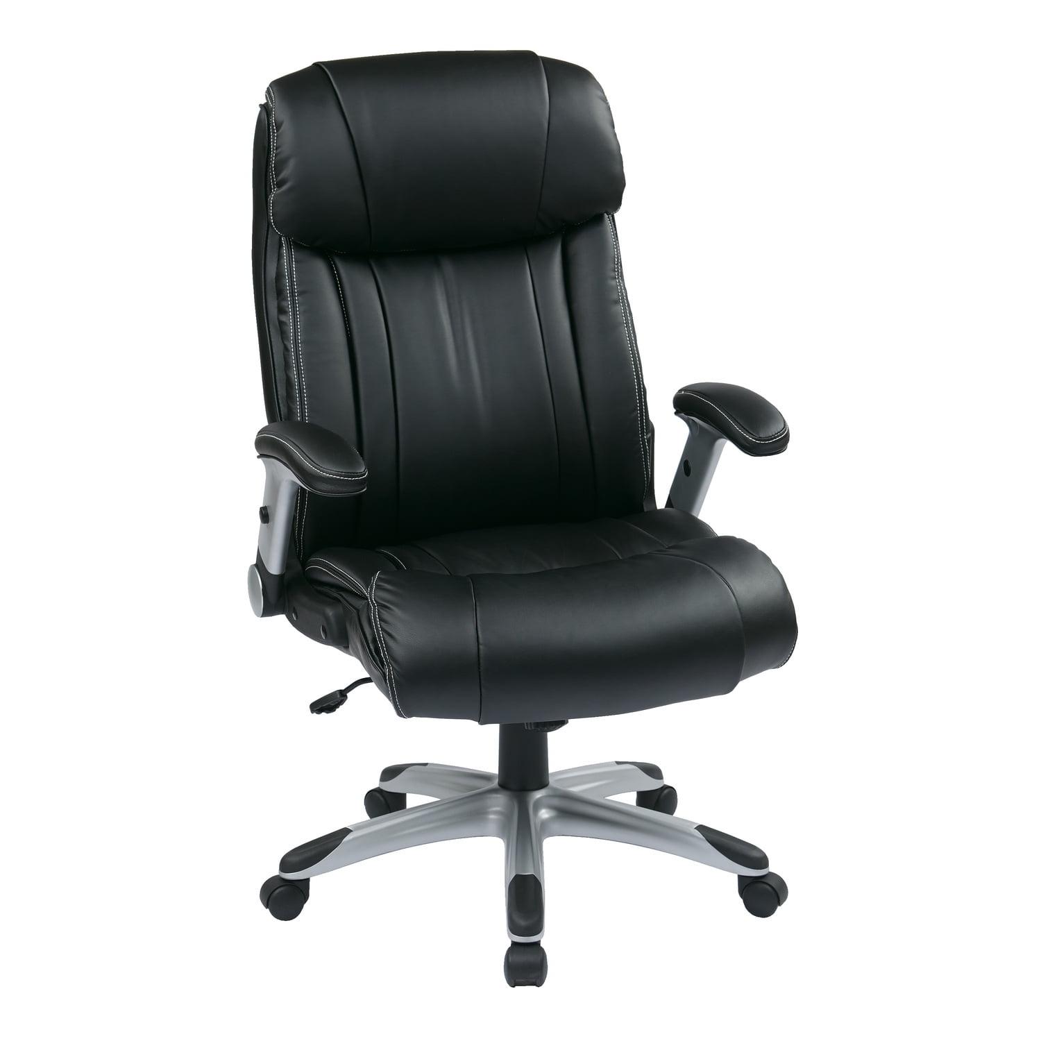 Bonded Leather Office Chair in Silver and Black