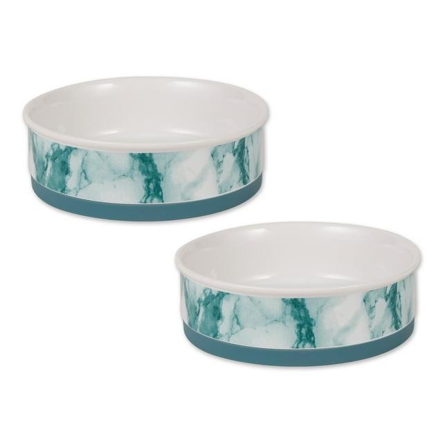 Bone Dry Pet Bowl - Teal Marble - Large 7.5Dx2.4H Set/2