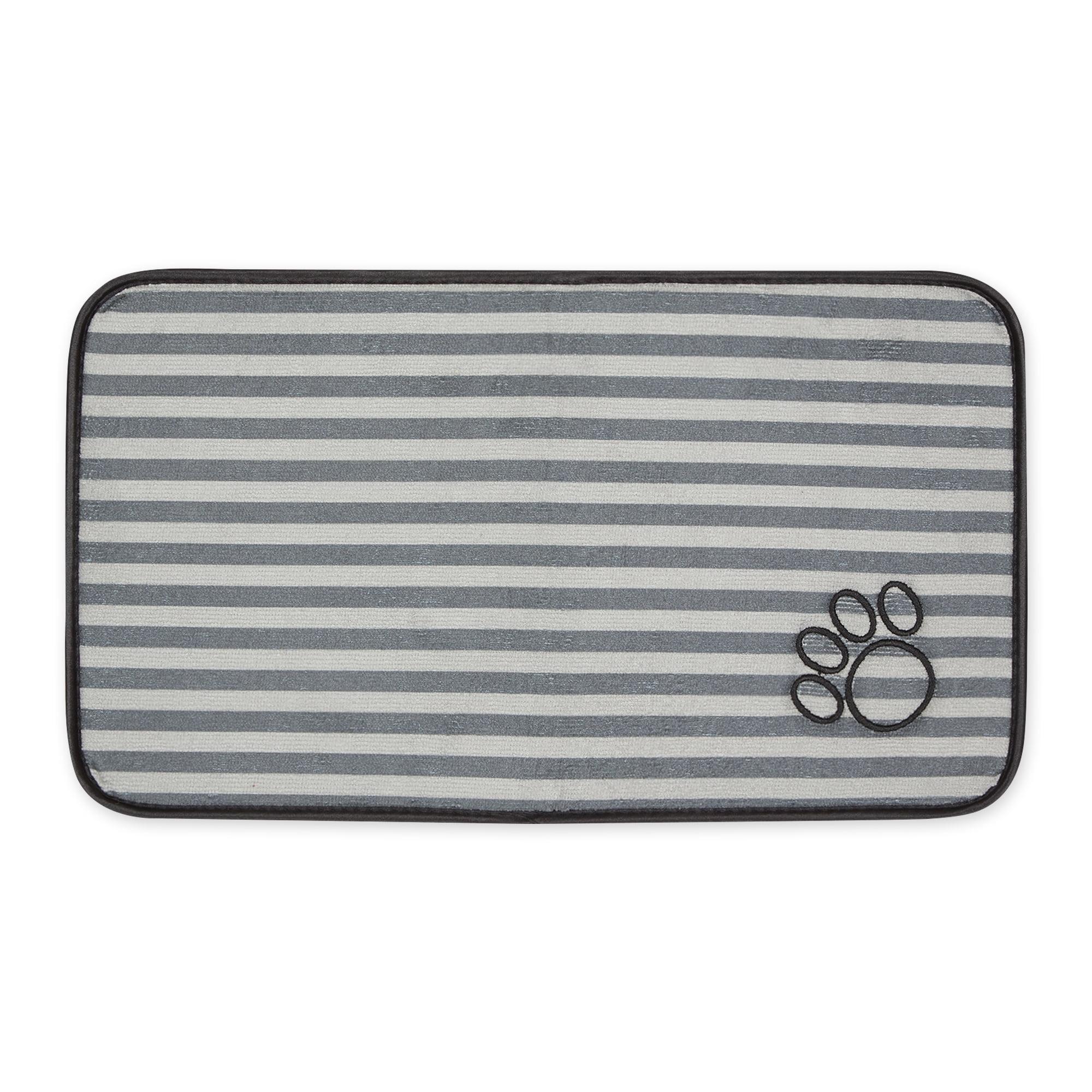 Bone Dry Gray Stripe Lightweight Absorbent Food Mat, Gray