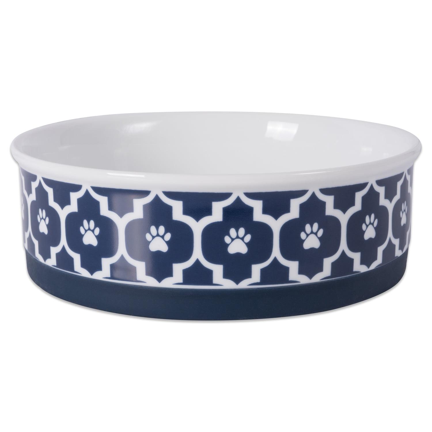 Large Nautical Blue Ceramic Non-Skid Pet Bowl