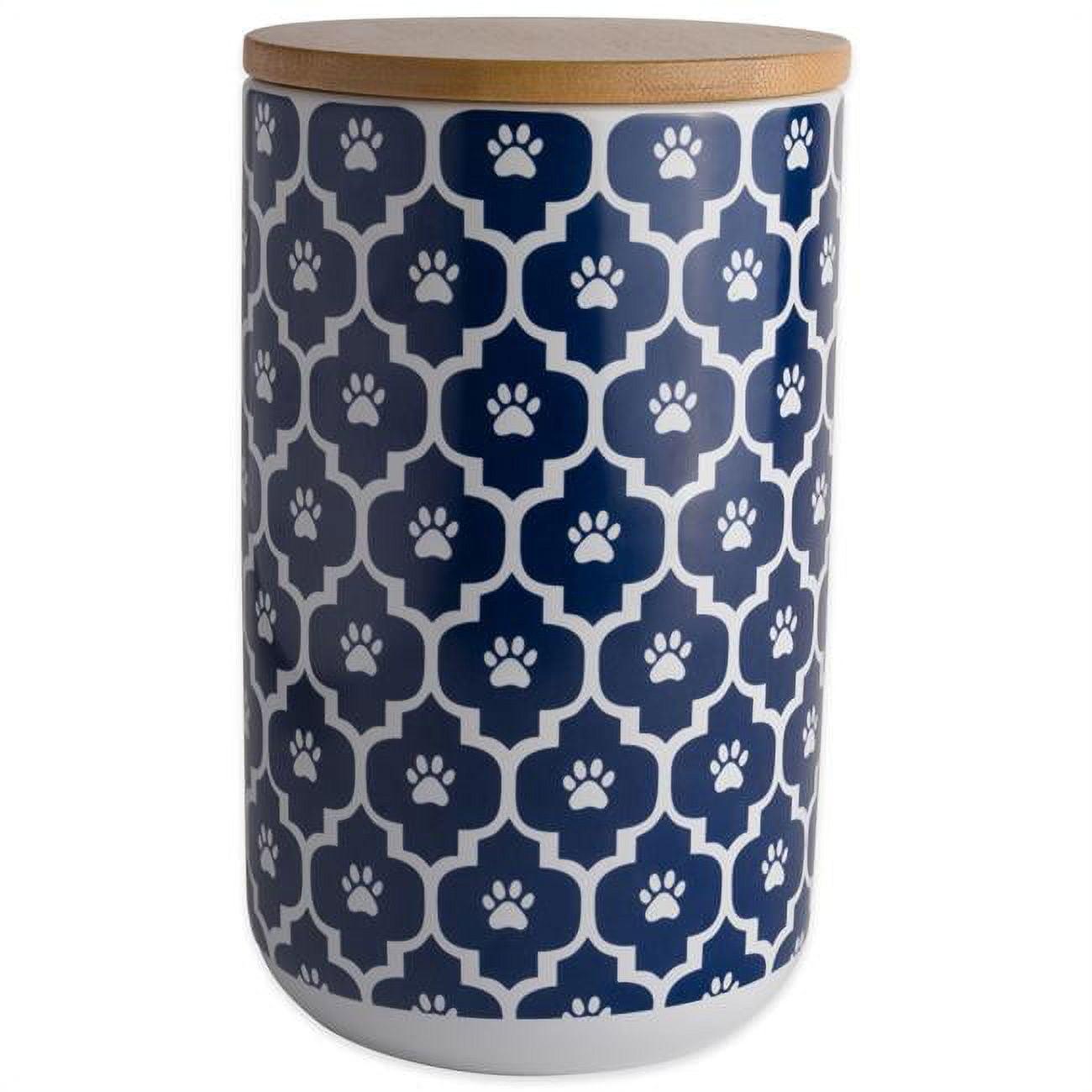 Nautical Blue Ceramic Pet Treat Canister with Bamboo Lid