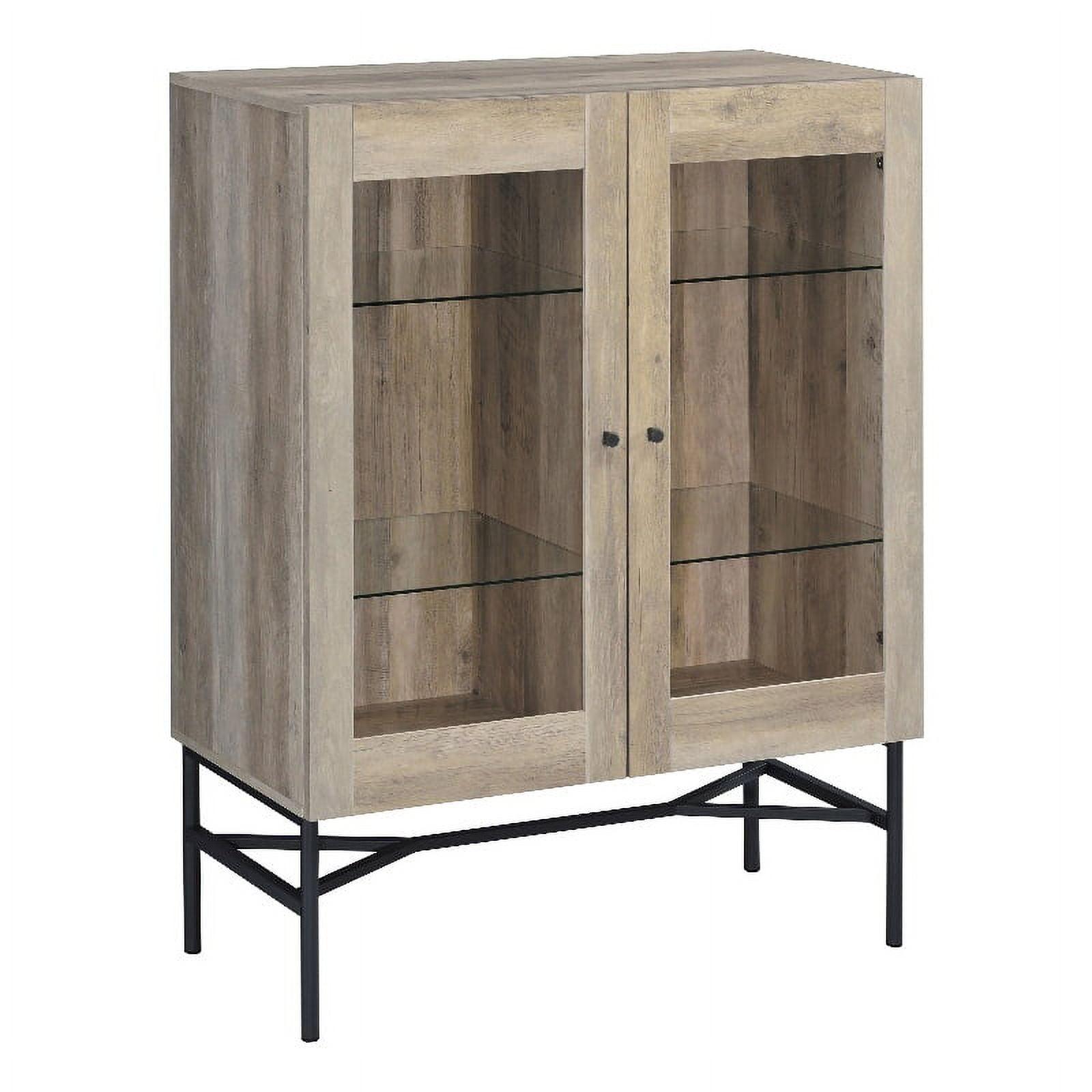 Coaster Bonilla Farmhouse 2 Door Wood Accent Cabinet with Glass Shelves