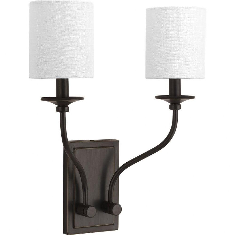 Progress Lighting Bonita 2-Light Wall Sconce, Brushed Nickel, Summer Linen Shade