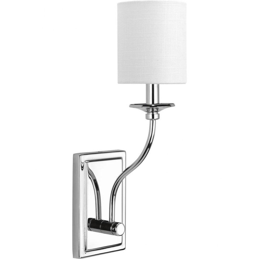 Progress Lighting Bonita One-Light Wall Sconce, Brushed Nickel, Summer Linen Shade