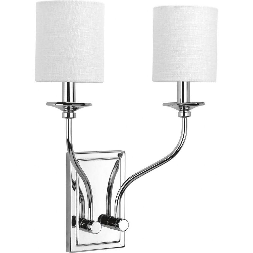 Progress Lighting Bonita 2-Light Wall Sconce, Brushed Nickel, Summer Linen Shade