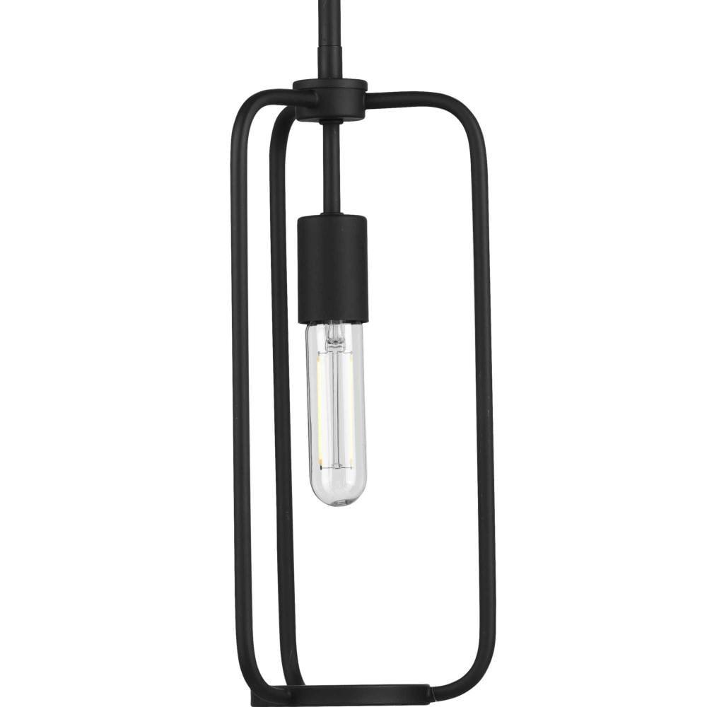 Progress Lighting, Bonn Collection, 1-Light Mini-Pendant, Matte Black, Open-Cage Design, Steel