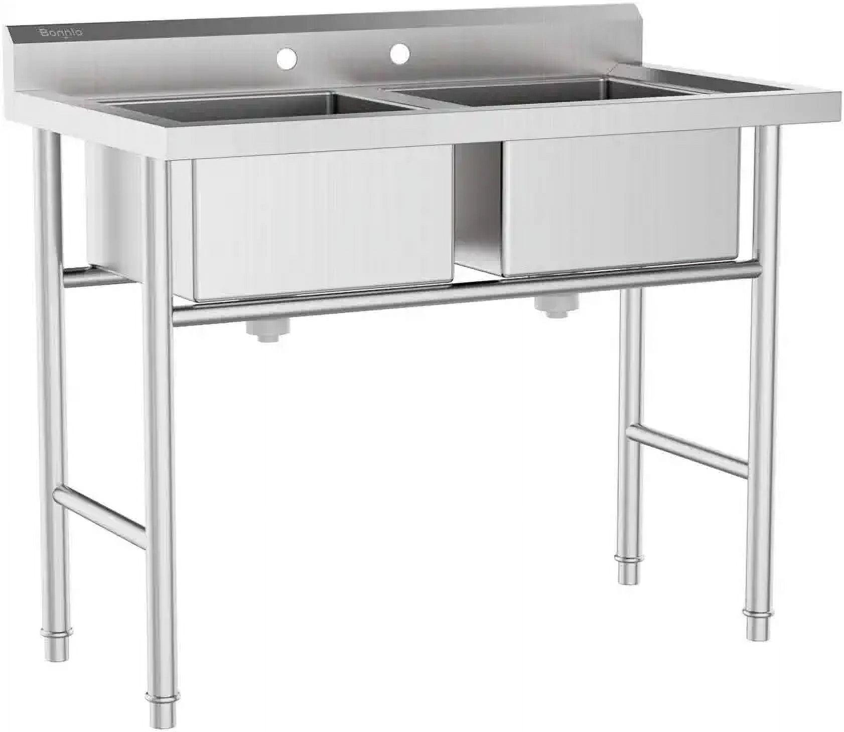 S0SCFTB Silver Stainless Steel 35.8" x 21.3" x 40" Rectangular Utility Sink