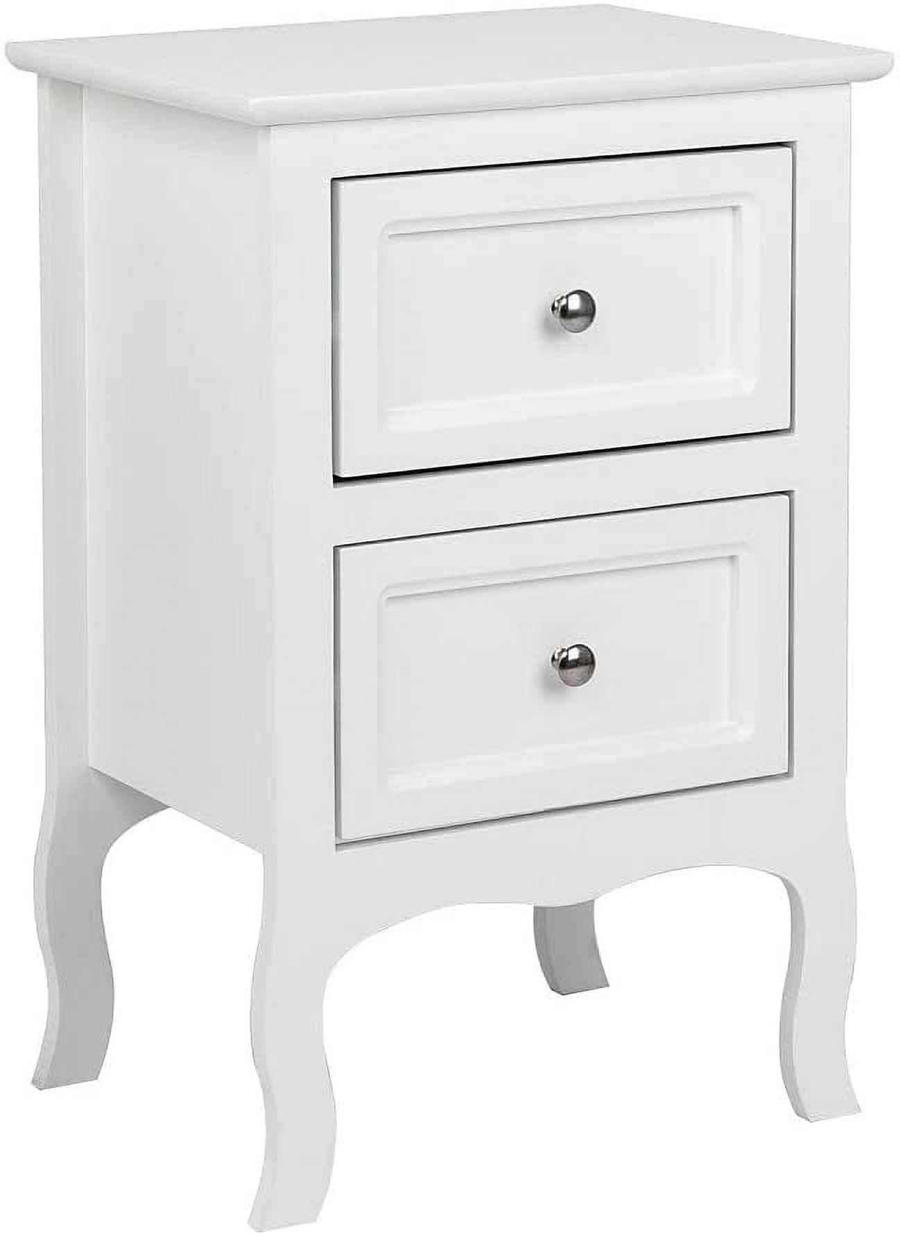 Bonnlo White Nightstand with 2 Drawers, Night Stands for Bedrooms, Small Bed Side Table/White Night Stand with Drawers for Small Spaces, College Dorm, Kids’ Room, Living Room, French, 16W x 12D x 24H