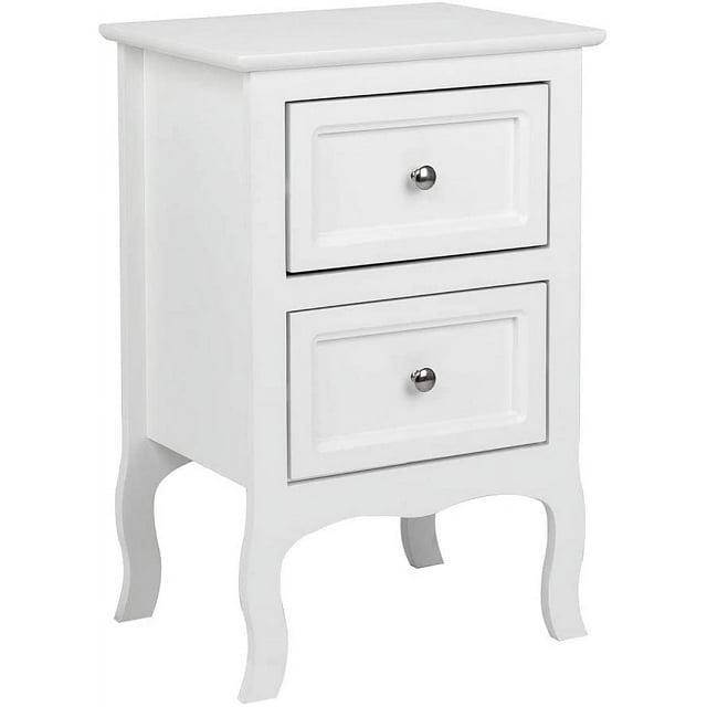 Bonnlo White Nightstand with 2 Drawers, Night Stands for Bedrooms, Small Bed Side Table/White Night Stand with Drawers for Small Spaces, College Dorm, Kids’ Room, Living Room, French, 16W x 12D x 24H