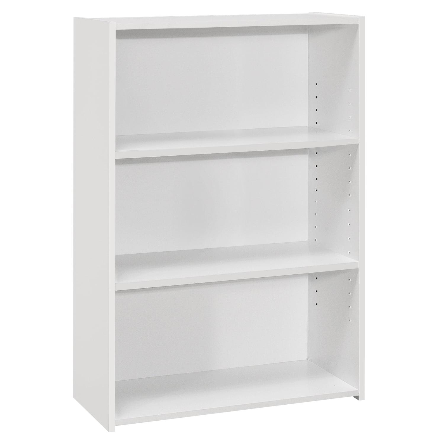 Adjustable Contemporary White 3-Shelf Bookcase