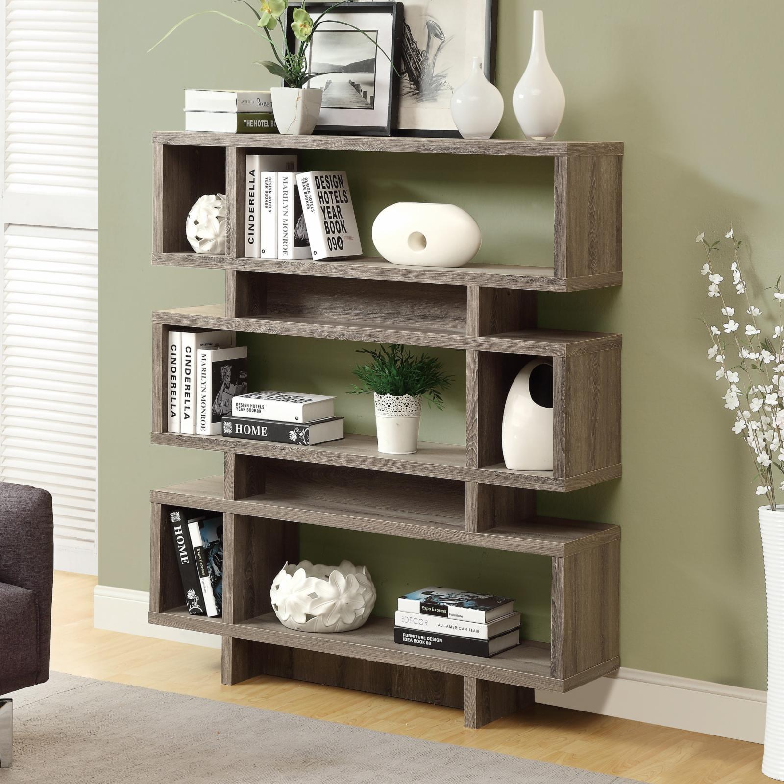 Transitional Dark Taupe 55" High 4-Tier Bookcase