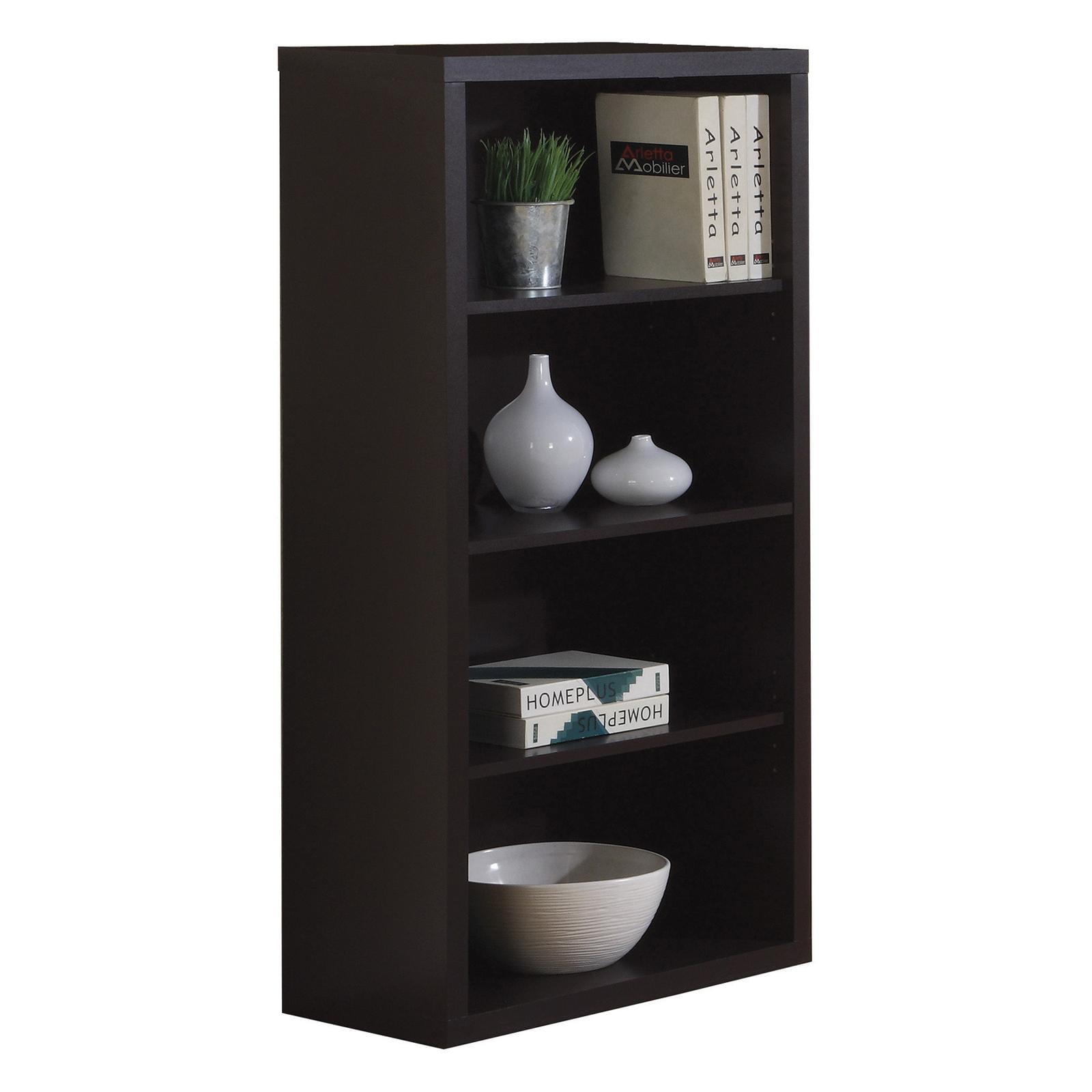 Transitional Cappuccino Wood 48" Adjustable Shelf Bookcase