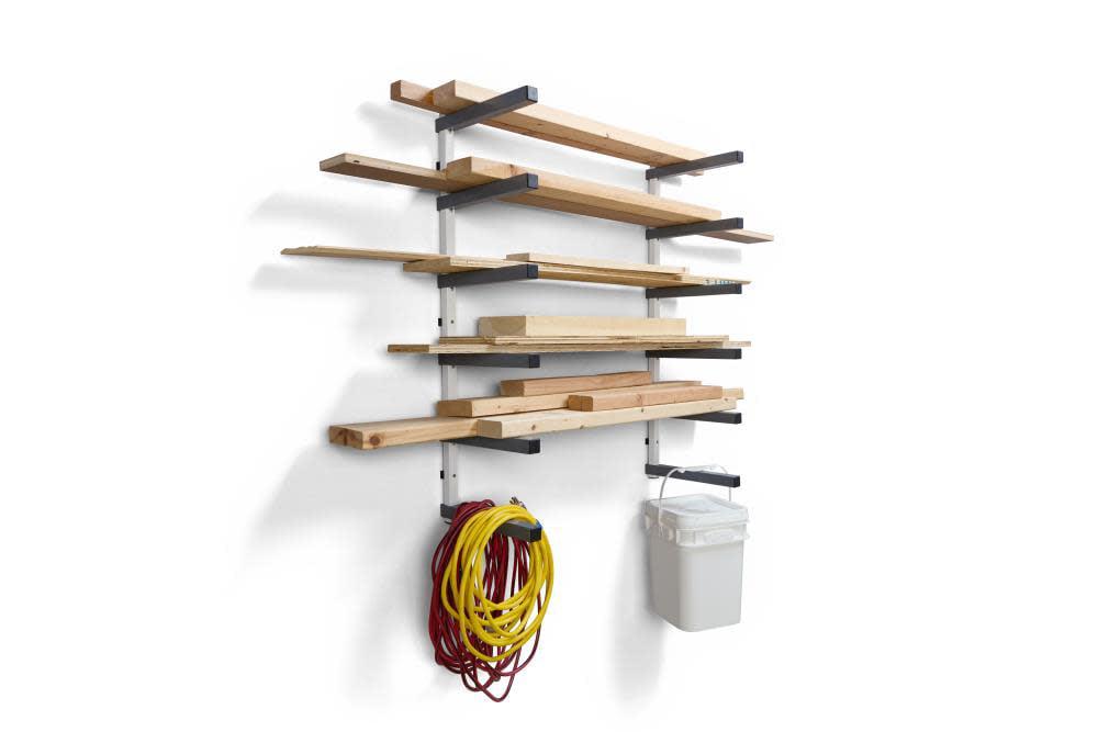 6-Level Gray and White Wall Mounted Lumber Storage Rack