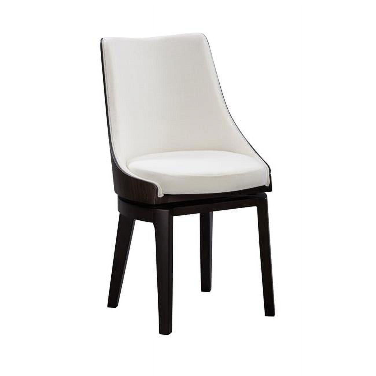 Elegant Zebrano Wood Swivel High Back Dining Chair Set in Cream & Black