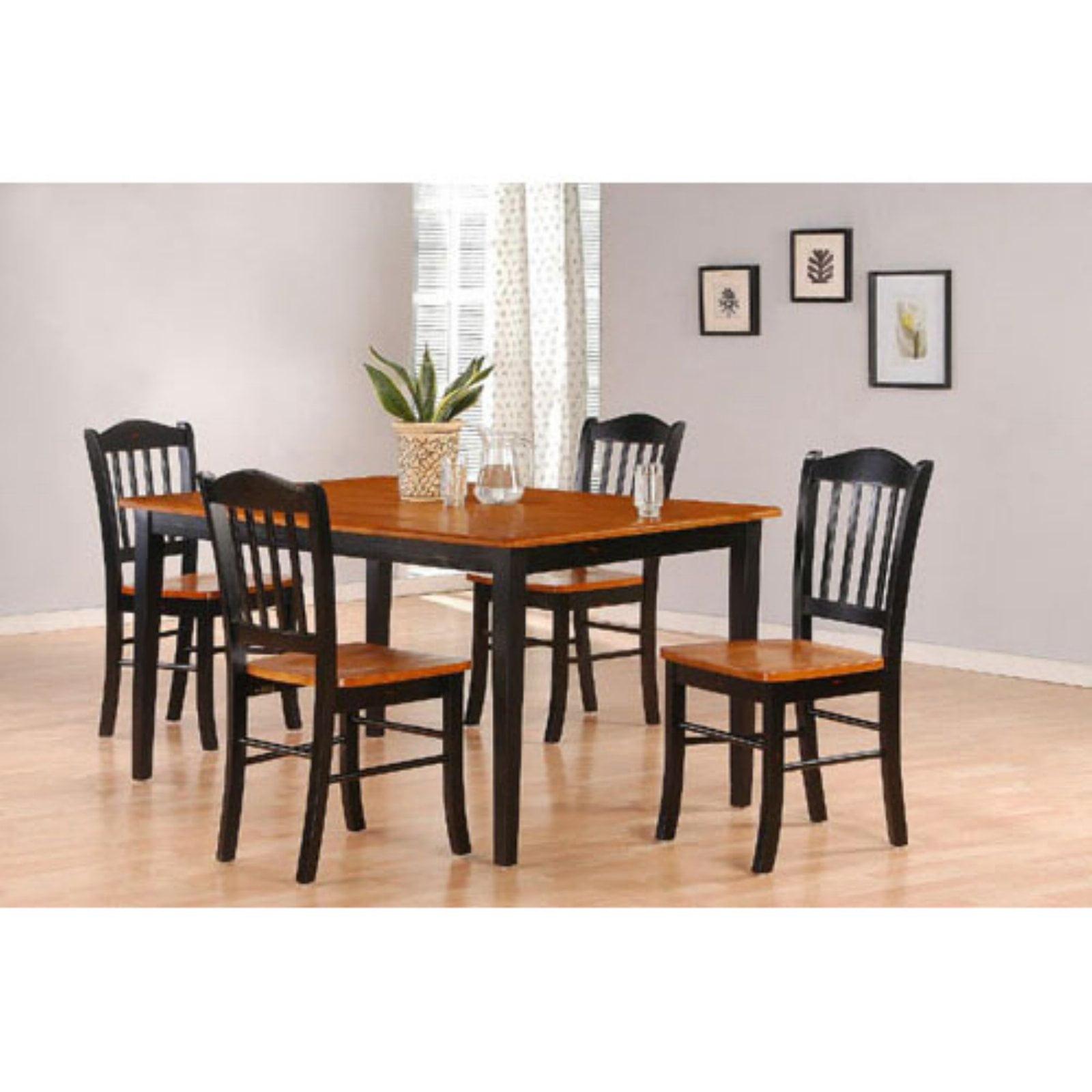 5pc Shaker Dining Set Wood/Black/Oak - Boraam: Solid Hardwood, Non-Extension, Rectangle Table