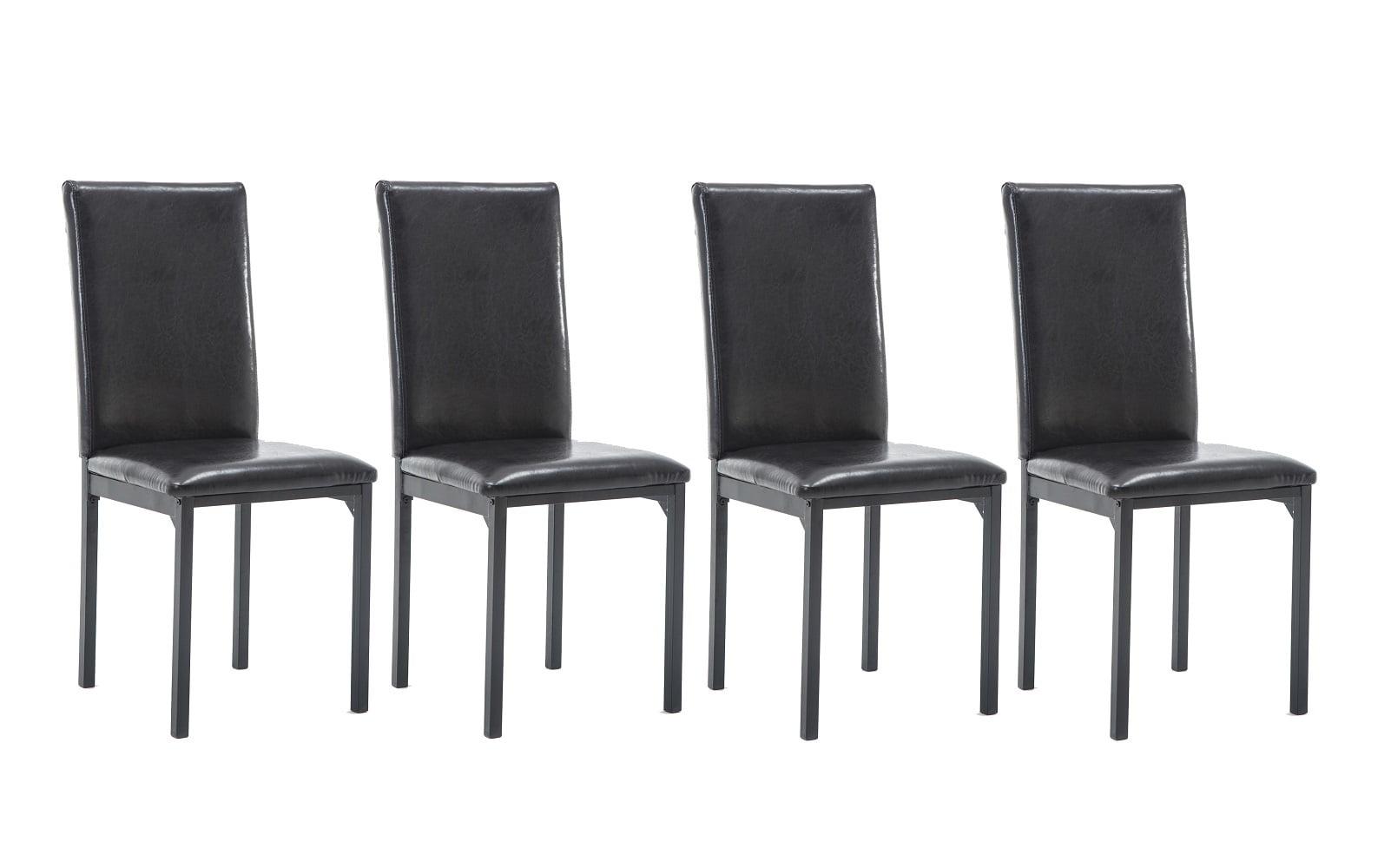 Luxor Black Faux Leather Upholstered Metal Side Chairs, Set of 4