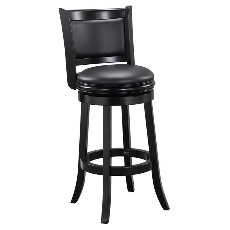 Augusta 29" Black Faux Leather Swivel Wood Bar Stool