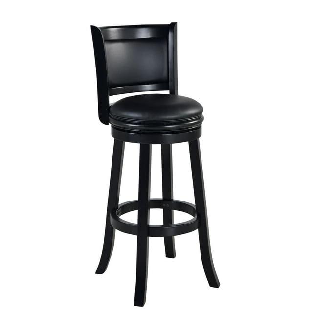 34" Extra Tall Augusta Swivel Barstool Black - Boraam: Durable Hardwood, Faux Leather, 360 Swivel, Footrest