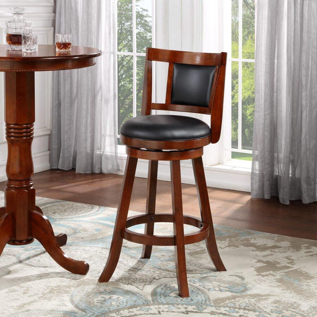 Avianna 29" Cherry Swivel Bar Stool with Leather Seat