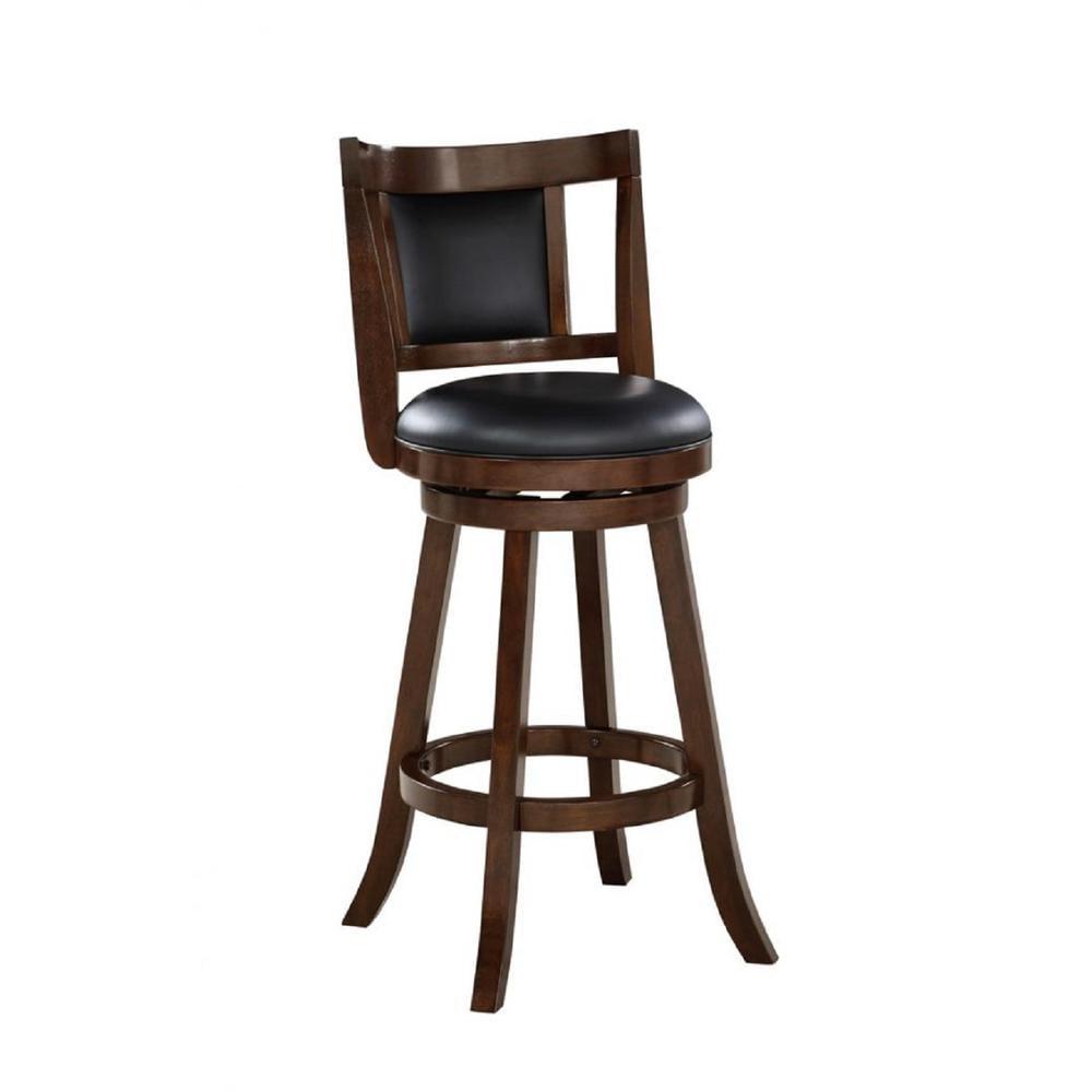 Cappuccino Brown Leather Swivel Barstool with Footrest