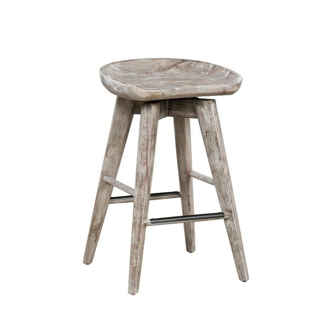 24" Bali Swivel Counter Height Barstool Barnwood - Boraam: Flared Legs, Wood Frame, 300lb Capacity