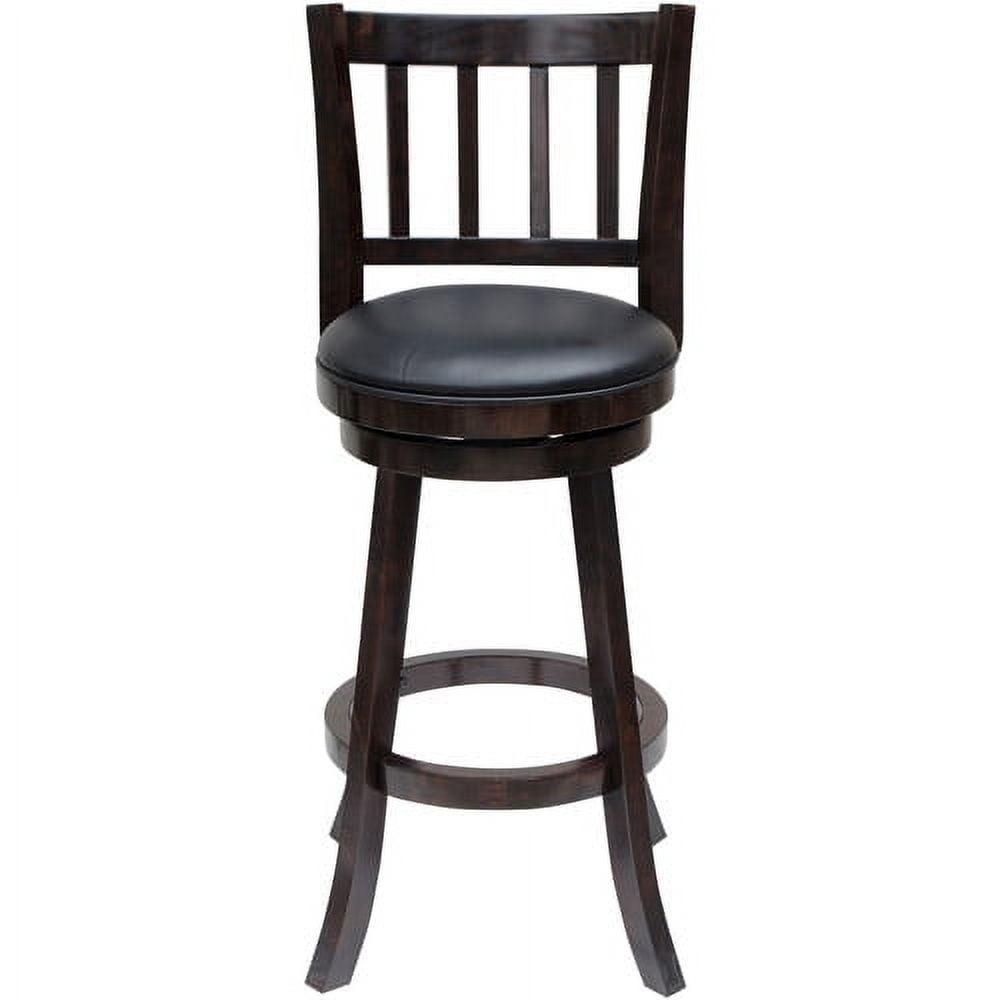 Bloomington Espresso Swivel Counter Stool with Black Leather