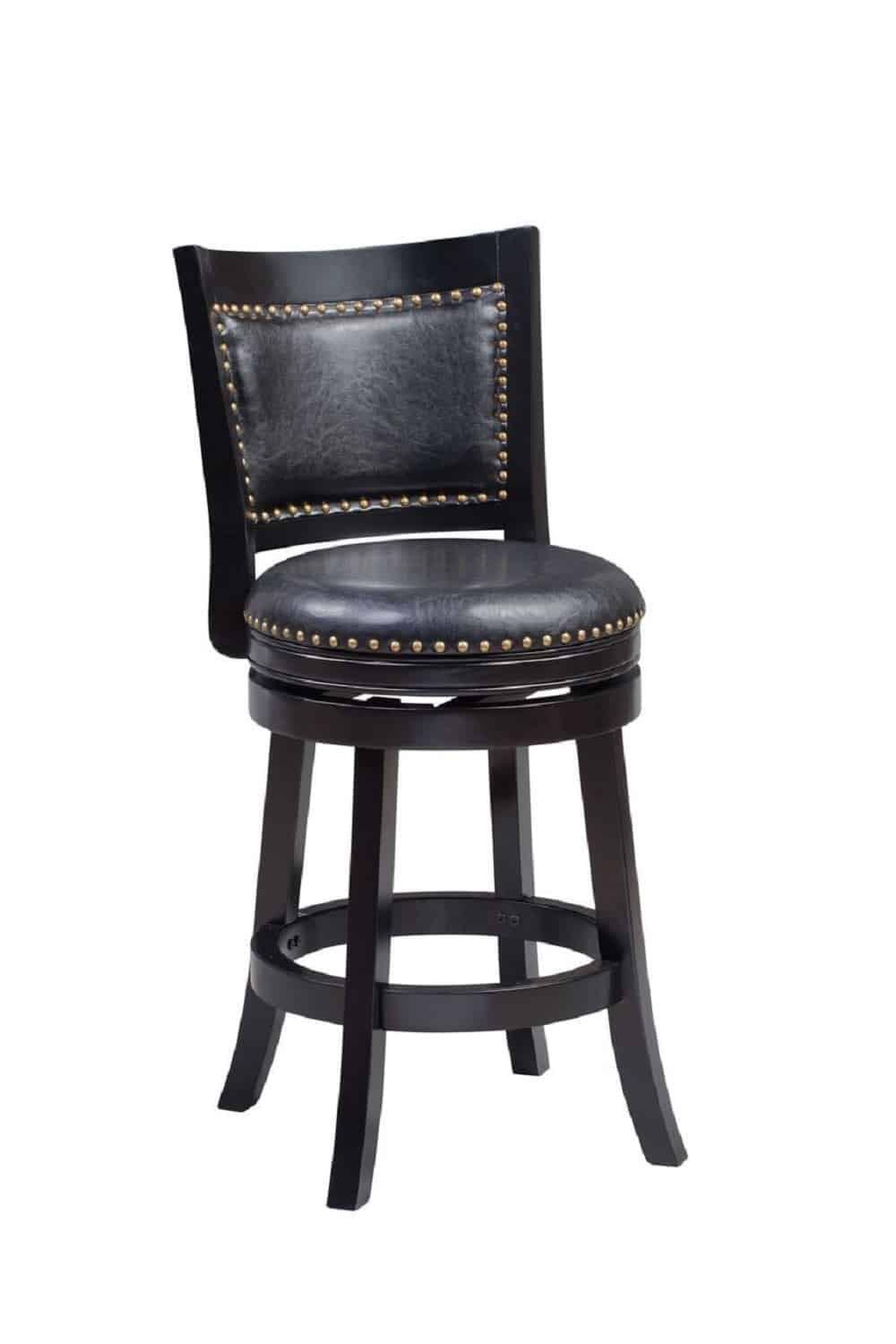 Bristol 24" Black Leather High-Back Swivel Counter Stool