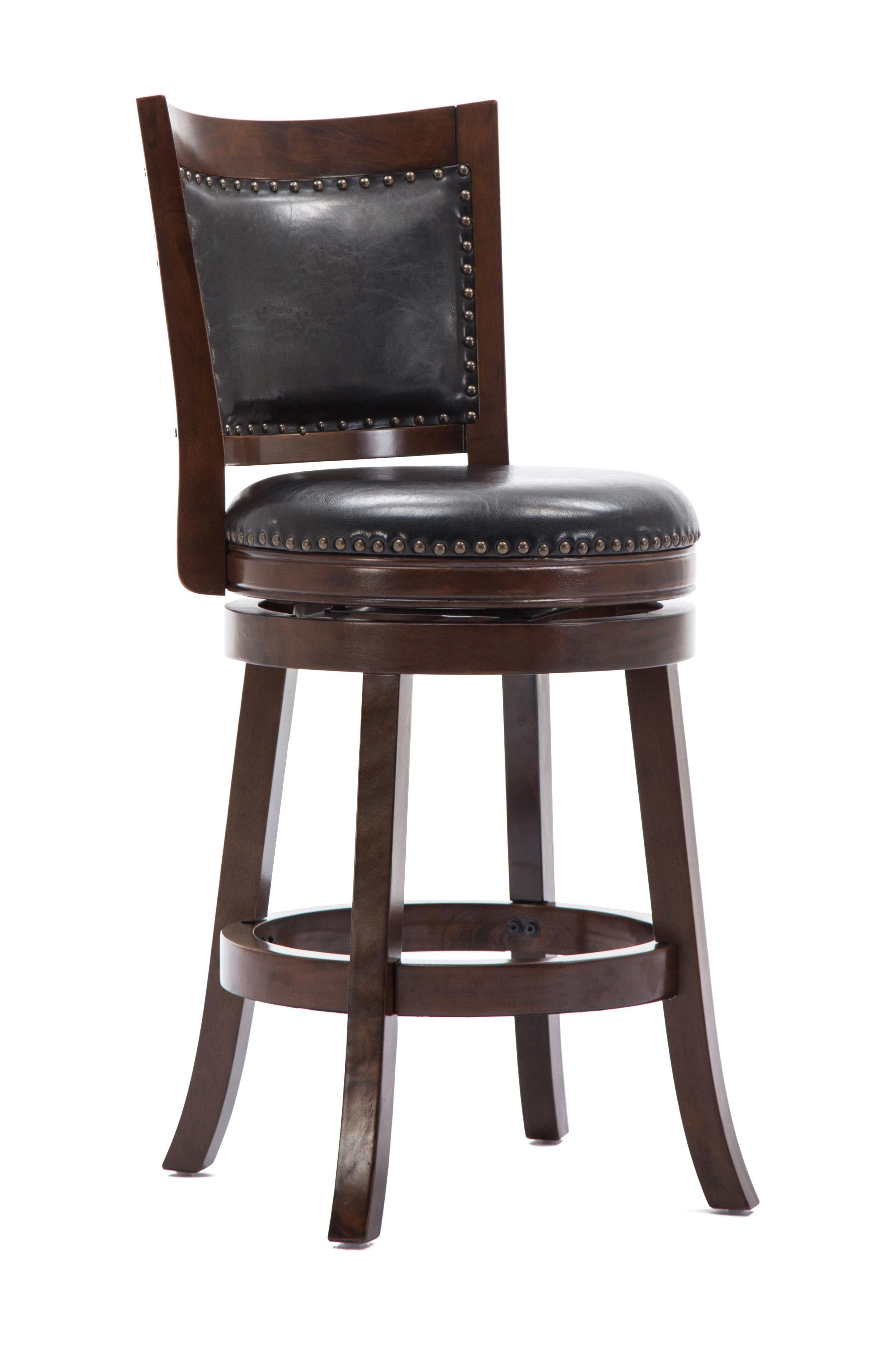 Bristol 24" Cappuccino Leather Swivel Counter Stool with Brass Accents