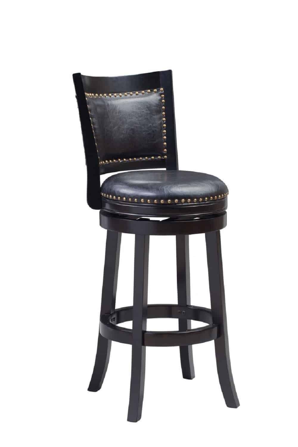 Bristol 29" Black Swivel Wood and Leather Bar Stool