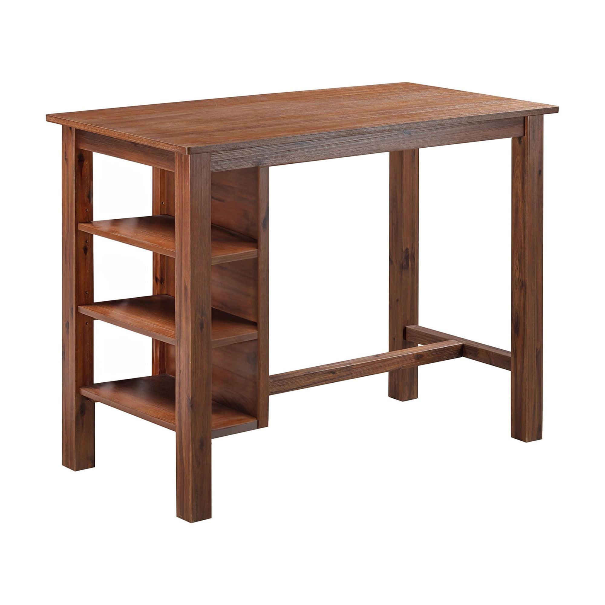 Rectangular Brittany Bar Table with Storage Shelves, Acacia Wood - Boraam: 3-Tier, Rustic Style