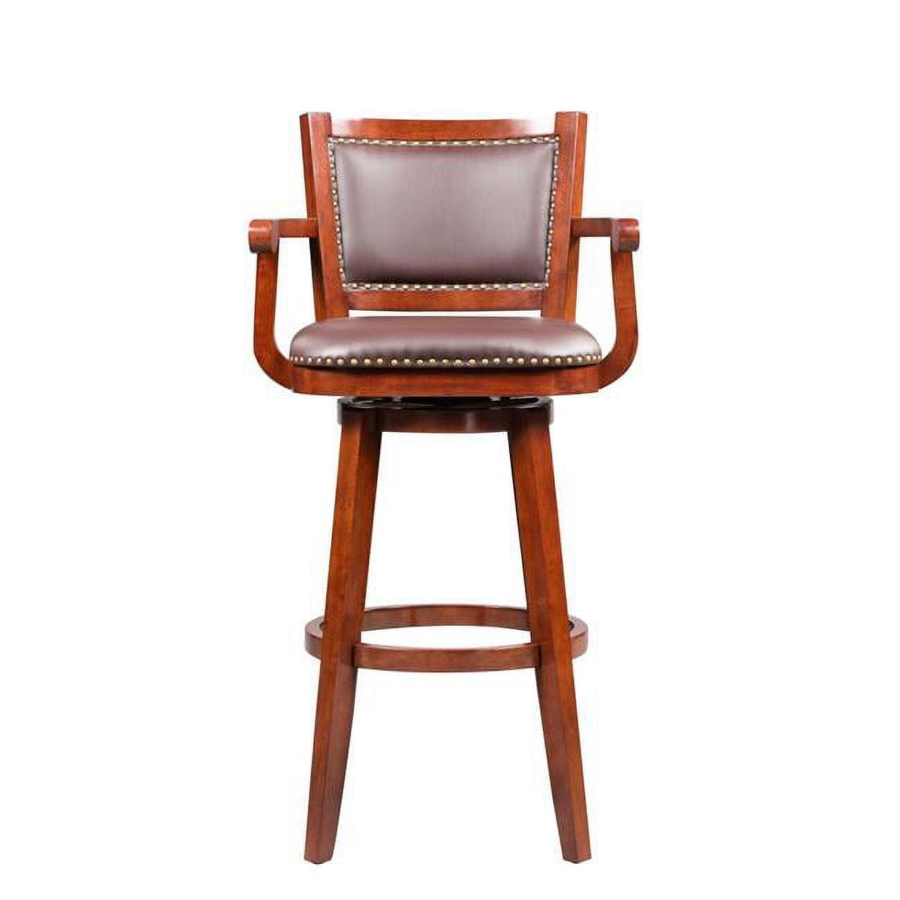 Cherry 34" Faux Leather Swivel Extra Tall Bar Stool