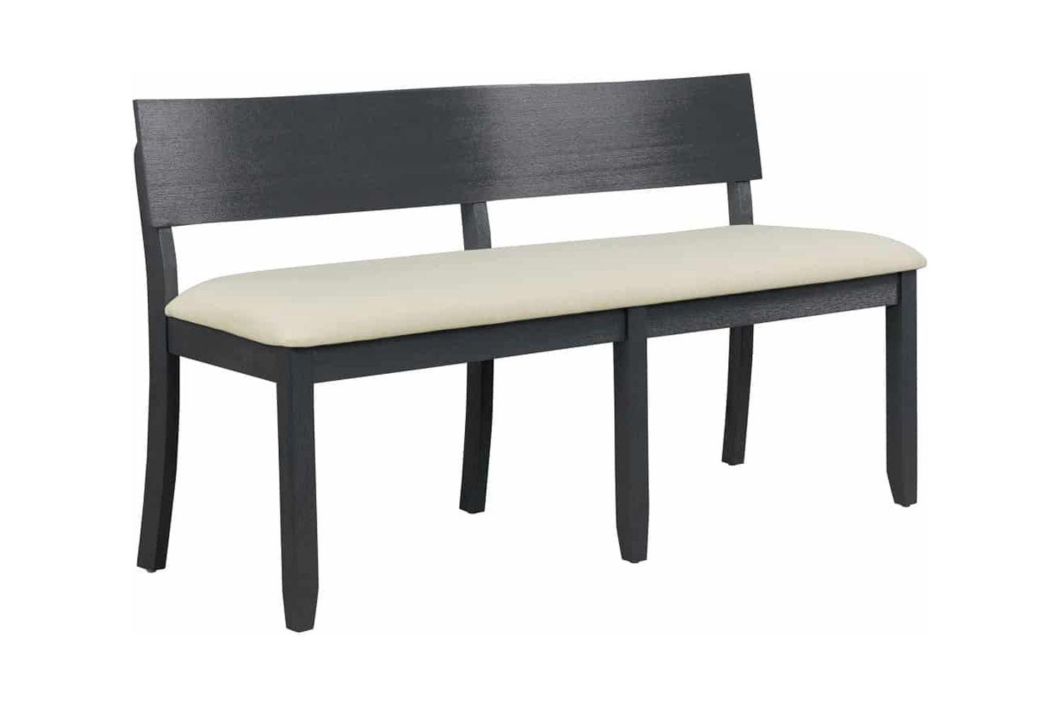 Boraam Capella Cream Fabric Dining Height Bench Matte Black