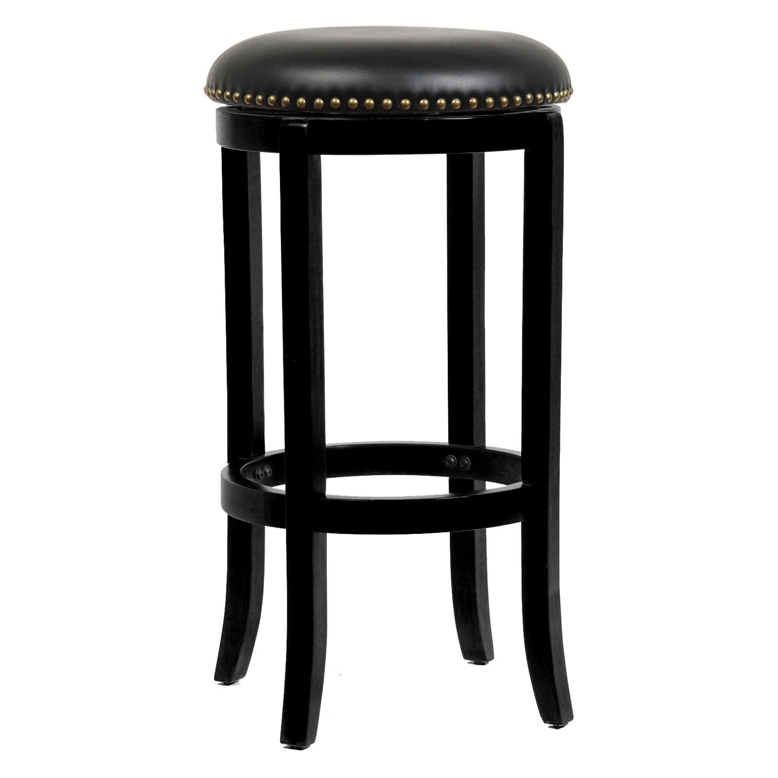 Cordova 29" Traditional Black Leather Swivel Counter Stool