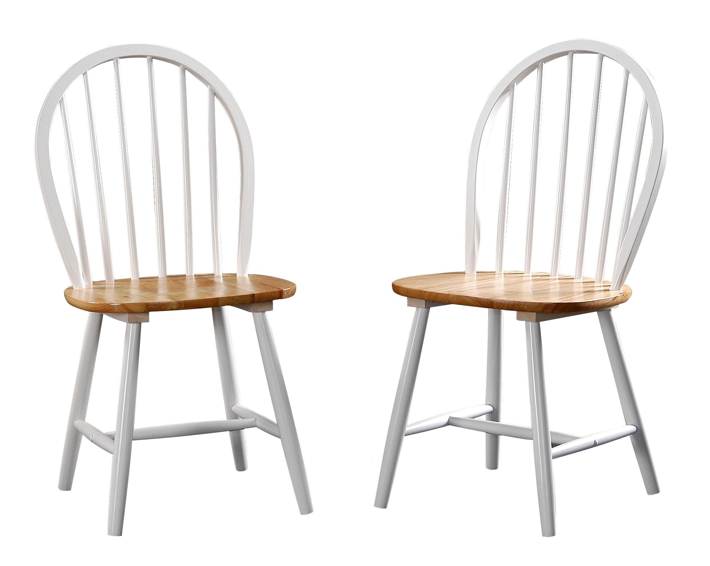 Windsor-Inspired White & Natural High Slat Side Chair Set
