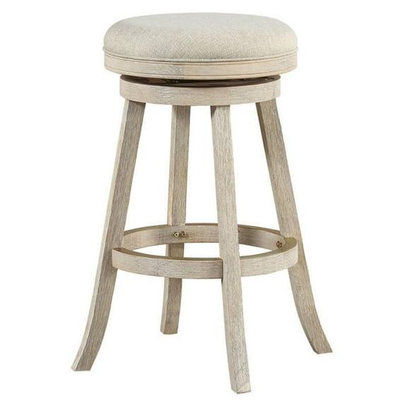 29" Fenton Swivel Barstool Wire Brush Ivory - Boraam: Eco-Friendly Rubberwood, Linen Upholstery, 360° Swivel