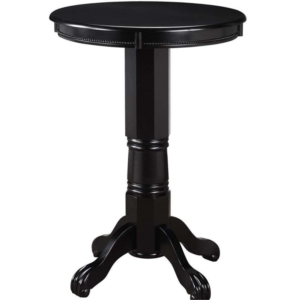 Florence Black 42" Rubberwood Pub Table with Carved Pedestal