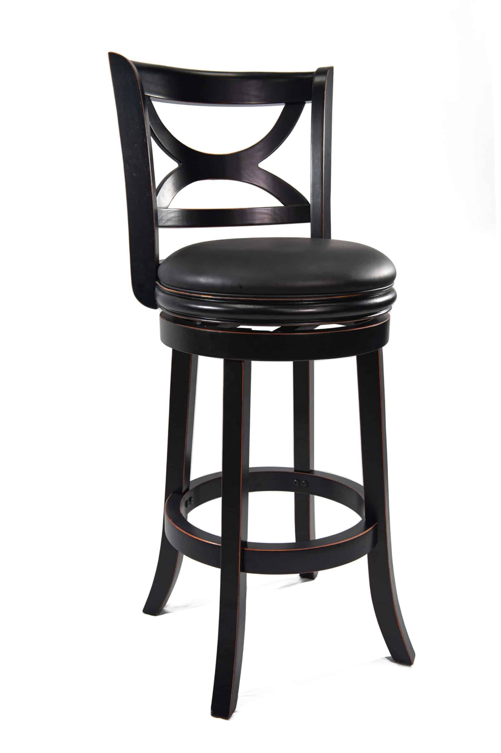 29" Florence Swivel Hardwood Barstool Black - Boraam: Upholstered, High Back, Counter Height