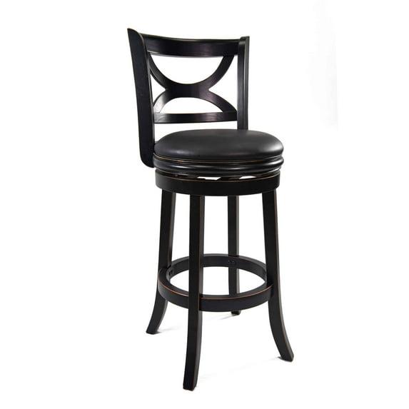29" Florence Swivel Hardwood Barstool Black - Boraam: Upholstered, High Back, Counter Height