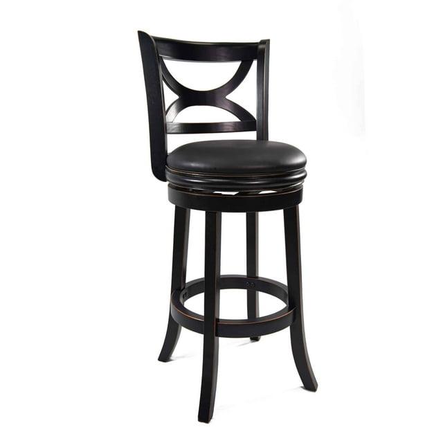 29" Florence Swivel Hardwood Barstool Black - Boraam: Upholstered, High Back, Counter Height
