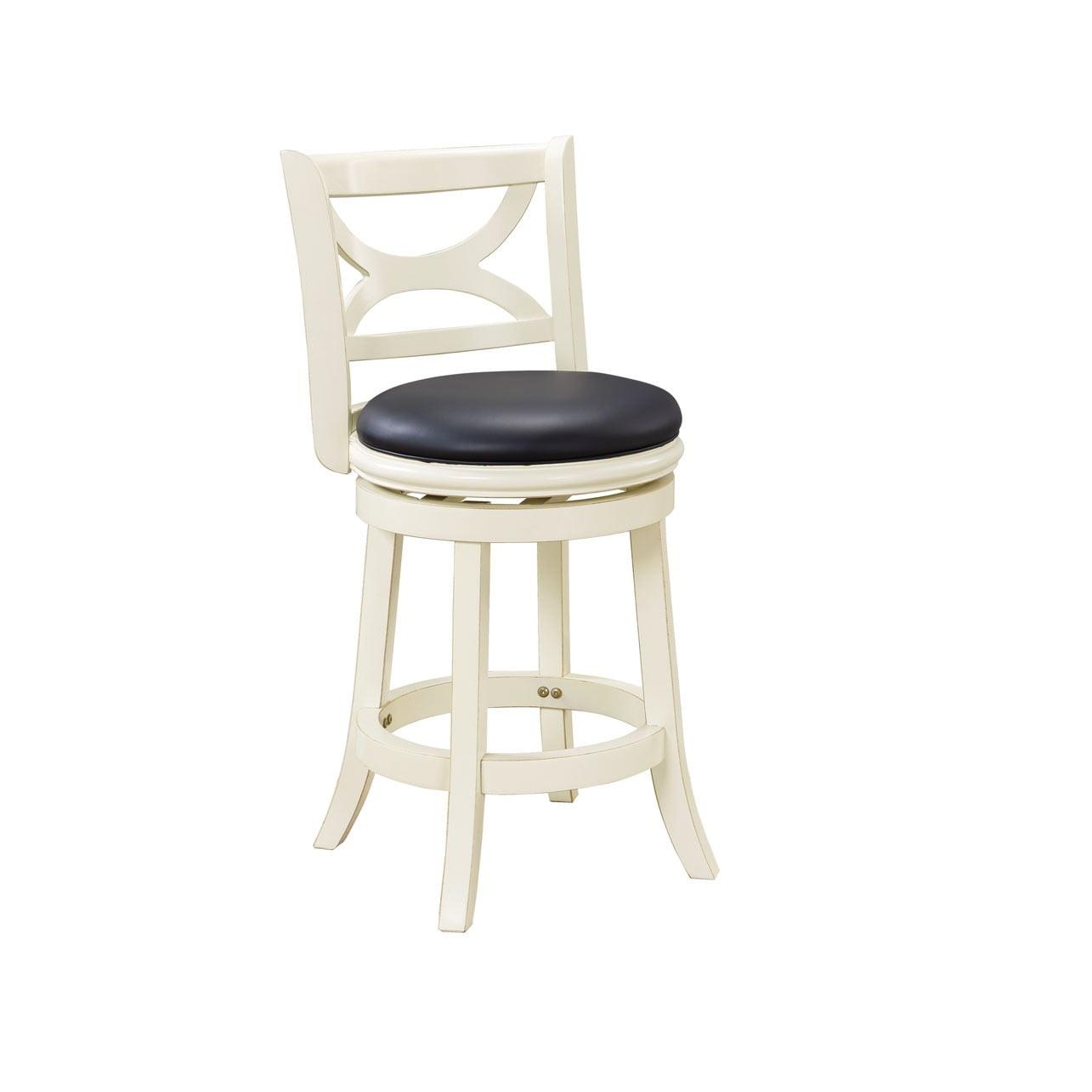 Boraam Florence Counter Height High Back Swivel Wood Kitchen Counter Stool, Buttermilk Finish