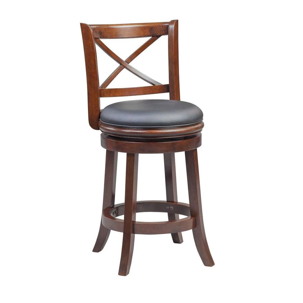 Cappuccino Swivel High Back Barstool with Faux Leather Cushion