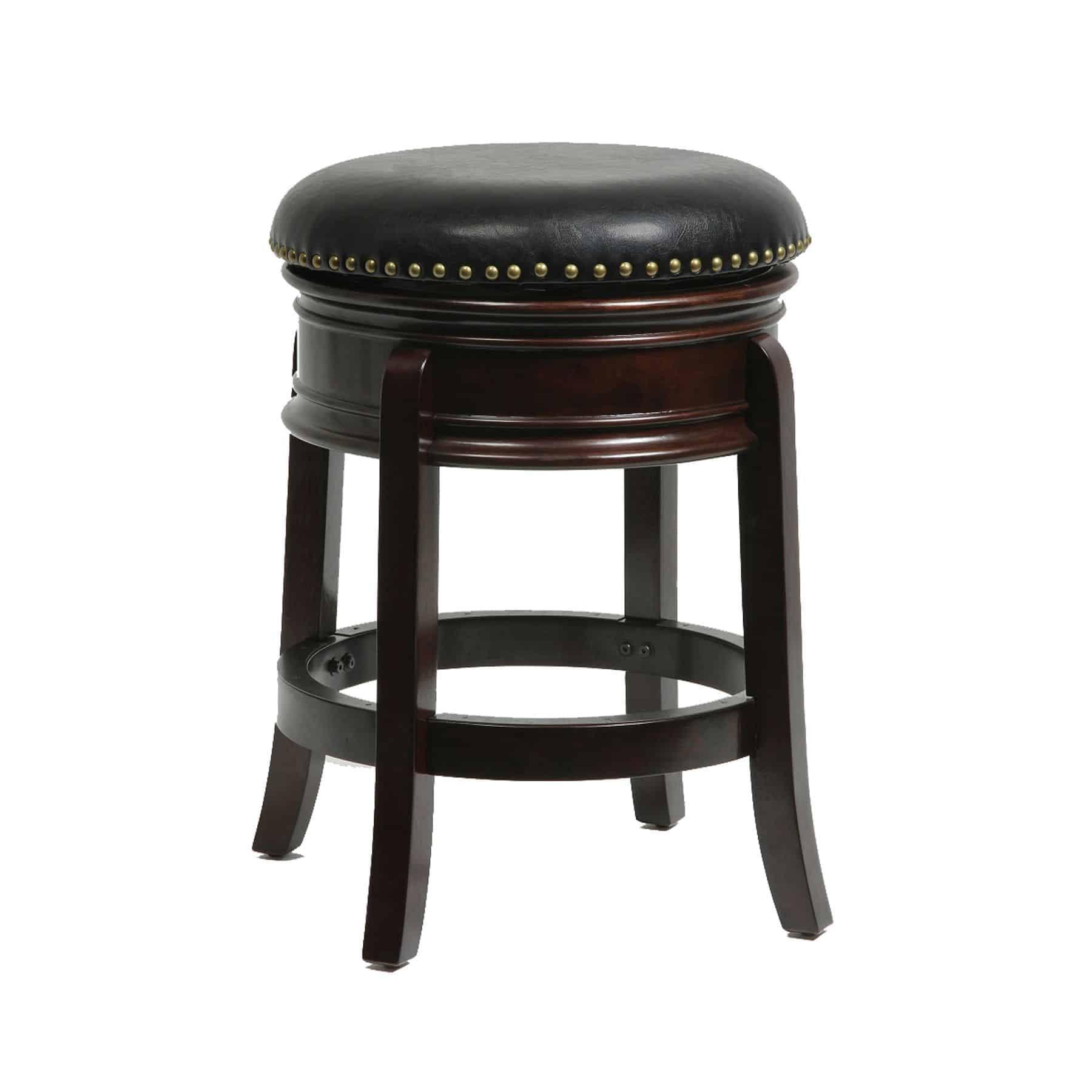 Traditional Cappuccino Leather Swivel Backless Counter Stool