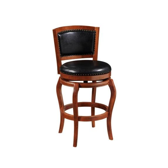 29" Harris Memory Swivel Barstool Hardwood/Cherry - Boraam: Upholstered, Nailhead, 300lb Capacity