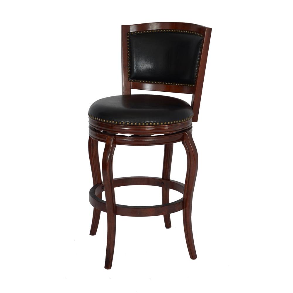 29" Harris Memory Swivel Barstool Hardwood/Cherry - Boraam: Upholstered, Nailhead, 300lb Capacity